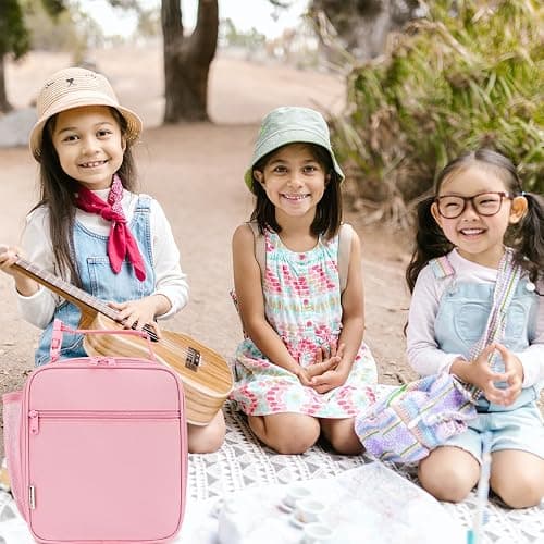 GYEUKHAM Lunch Box for Kids Boys Girls Men Women, Insulated Small Soft Cooler Lunch Bag Kit for School Work Picnic Travel - Reusable Portable lunchbox, Pink thumbnail 2