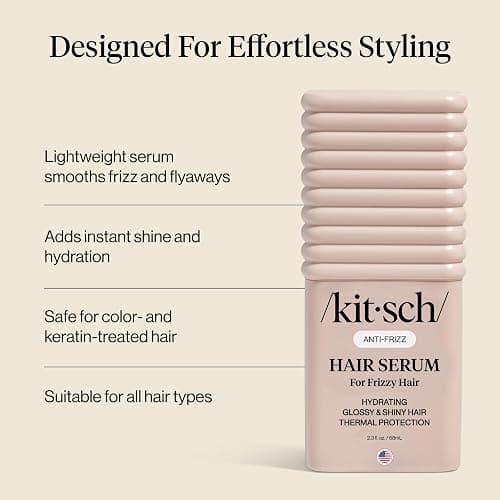 Kitsch Frizz Control Hair Serum - Lightweight Anti Frizz Serum for Curly Hair with Heat Protection | Adds Glossy Shine, Smooths Flyaways & Safe for Color Treated Hair - 2.3oz thumbnail 6
