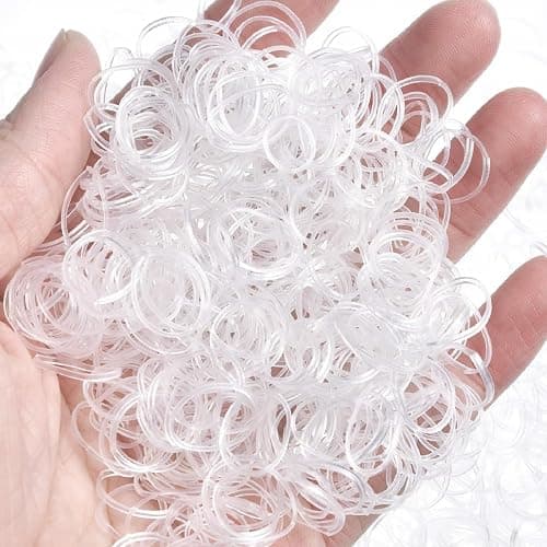 Hicarer 1000 pcs Mini Rubber Hair Bands 1/2" Soft Elastic Bands for Woman Hair Braids Ponytails & Beards Small Dreadlocks, Wedding Hairstyle and More(1.5 cm,Clear) thumbnail 3
