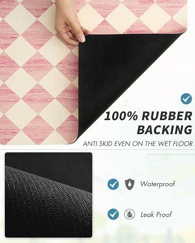 AMOAMI Coffee Mat Hide Stain Rubber Backed Absorbent Dish Drying Mat for Kitchen Counter - Fits Under Coffee Maker or Machine - PINK 12X19 thumbnail 6