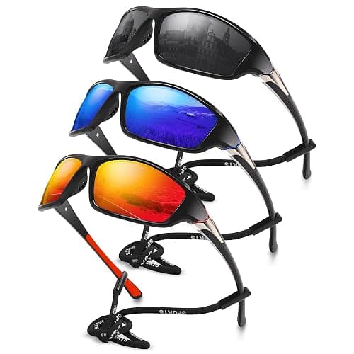 Foliful 3 Pack Polarized Sports Sunglasses for Men, Mens Sunglasses Wrap Around UV Protection for Cycling Fishing Driving - Image 1