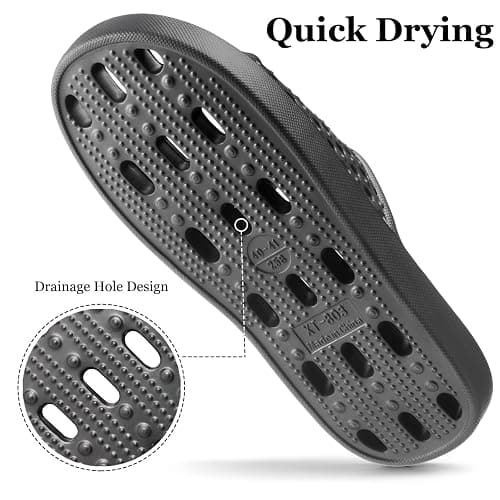 Mens Shower Shoes With Holes Dry Quickly Bath Slippers Womens Non Slip Indoor Home Bedroom Pool Spa Guest College Dorm thumbnail 6