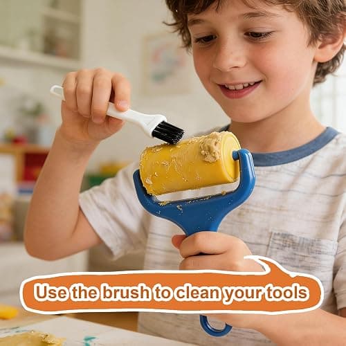 Kleeblatt Dough Tools Set for Kids - 19 Pcs Playdough Kit with 9 Basic Dough Tools, 9 Double-Headed Clay Carving Tools & Cleaning Brush, Safe for Toddlers Ages 2-8, for Clay/Plasticine/Sand thumbnail 5
