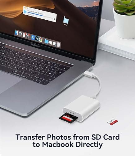 USB C SD Card Reader, WNXSLOAD SD Card Adapter with SD MicroSD Dual Slots for iPhone 15 16 iPad Mac MacBook Laptop, USB-C/TypeC High-Speed Trail Camera Memory Card Reader, Plug & Play - 2 Slots thumbnail 4