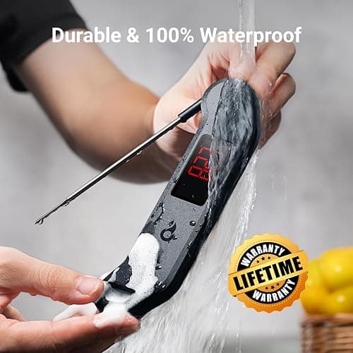 ThermoMaven Professional Meat Thermometer Digital, 1-Second Truly Instant Read, NIST Certified Accurate to ±0.5℉, Ultra Bright LED Screen, 100% Waterproof, Motion-Sensing Wake/Sleep, Black thumbnail 6