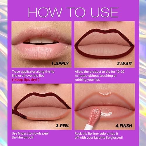 LANGMANNI 6Pcs Peel Off Lip Liner Set,Lip Stain Peel Off,Long-Lasting Waterproof & Smudge-Proof Matte Lip Liners With Ergonomic Handle & Precision Brush,Makeup Gift for Girls (6 Colors Set) thumbnail 7