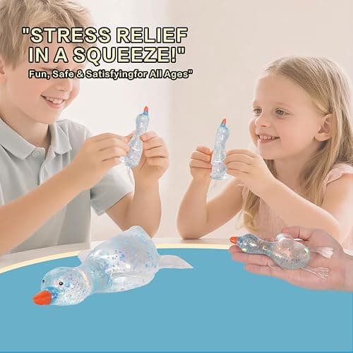 Duck Squishy Toy for Kids Ages 3+ & Adults, Stretchy Slow Rebound Malt-Sugar Style Squeeze Ball, Cute Sensory Fidget Toy for Desk, Travel, Party Favors & Stocking Stuffers(Blue) thumbnail 3