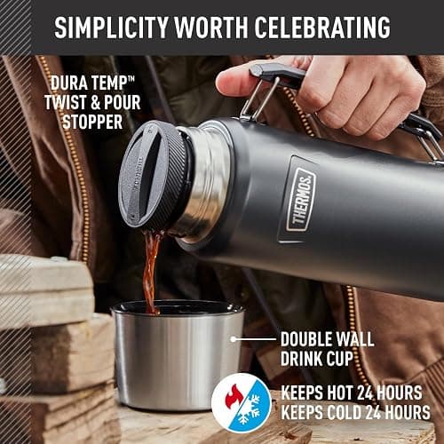 THERMOS, ICON Series, Stainless Steel Beverage Bottle, Granite, 1.2 L thumbnail 3