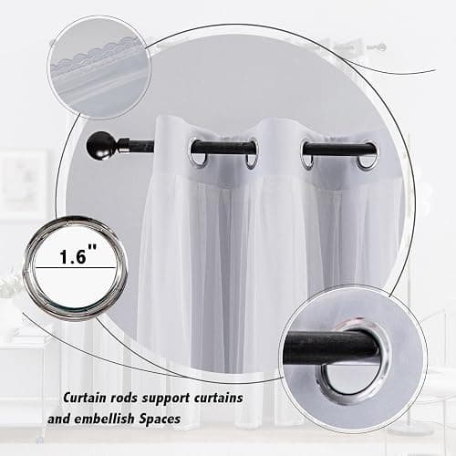 Anytime Double Layer Blackout Curtains 2 Panels，52Wx63L，Greyish White | Sheer And Fabric Window Drapes Grommet Top Solid Color Bedroom Living Room Home Decor thumbnail 3