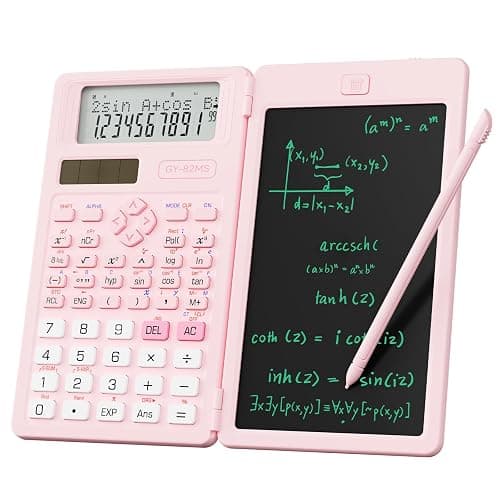 Pink Scientific Calculators for Girls Students, 82 MS Foldable Cute Science Calculator with Notepad Middle and High School Supplies - Image 1