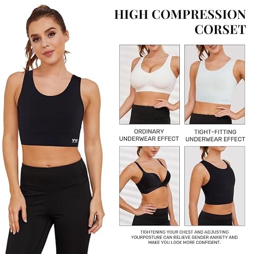 Chest Binder-Female Transgender,FTM Binder Bra for Large Breast, Women's Compression Top thumbnail 2