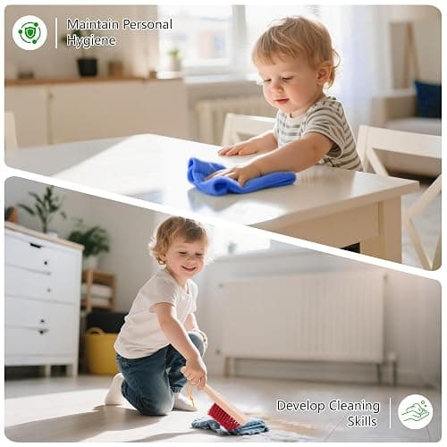 Wooden Kids Cleaning Set with Spray Mop, Montessori Cleaning Toys Real Water Sprayer and Toddler Broom Mop Set, Housework Pretend Play Toy Gift for Boys Girls Ages 3+ thumbnail 7
