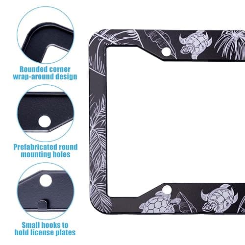 Sea Turtle License Plate Frame 2 Pack Universal US Car Plate Holder Cover Accessories Decor with Screw for Women Man 12.3 x 6.3 Inch thumbnail 2