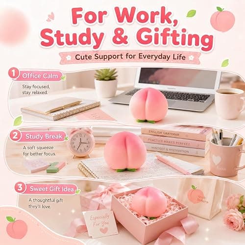 6In Peach Squishy, Jumbo Squishy Peach Giant Big Realistic Peach Moldable Soft Squishys Slow Rising Stress Ball for Anxiety Stress Party Favor for Adults (6IN Peach) thumbnail 5