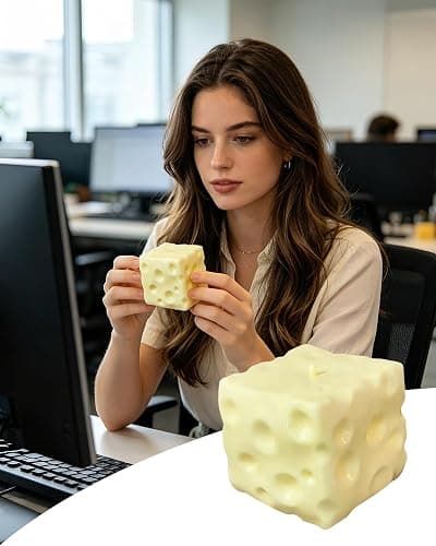 Coconut Oil Stress Ball, Cheese-Shaped Squishy Ball - Soft Jelly with a Bubblegum Texture, Slow-Rising Fidget Stress Ball for Stress Relief and Relaxation, Non-Sticky, Helps Improve Focus thumbnail 2