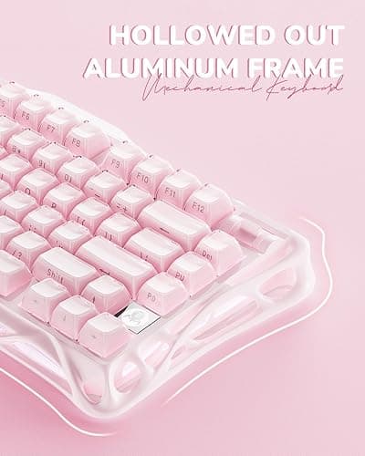 GravaStar Mercury K1 75% Pink Wireless Keyboard, Aluminum Alloy Exoskeleton Design Mechanical Gaming Keyboard, Gasket Hot-Swap Socket, Linear Switches, RGB Backlit thumbnail 4
