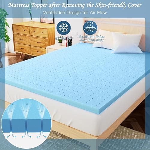 Airensky Twin XL Mattress Topper, 3 Inch Gel Memory Foam Mattress Topper for College Dorm Ventilated Soft Mattress Pad Topper with Washable Cover for Pressure Relief Back Pain, CertiPUR-US Certified thumbnail 8