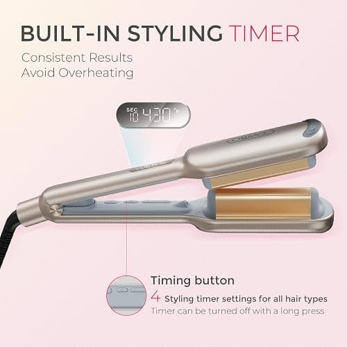 Curling Iron Hair Crimper Waver, TYMO ROVY Beach Waves Hair Curler | Ionic Curling Wand, 3 Barrel Crimper Hair Tool for Women, Dual Voltage, Anti-Scald, Easy to Use, Elegant Gold, 1 Inch thumbnail 6