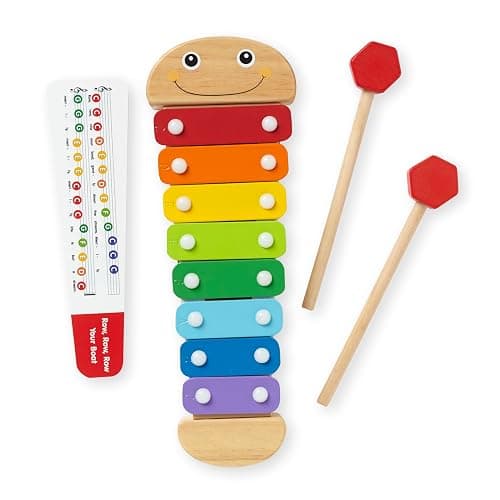 Melissa & Doug Caterpillar Xylophone Musical Toy with Wooden Mallets 15.25" x 6.5" x 1.5", Blue thumbnail 4