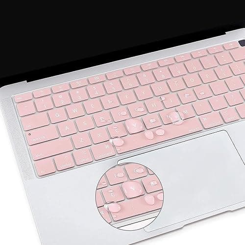 MOSISO Keyboard Cover Compatible with MacBook Air 13 inch 2022 2021 2020 Release A2337 M1 A2179 Retina Display with Touch ID Backlit Magic Keyboard, Waterproof Protective Silicone Skin, Rose Quartz thumbnail 3