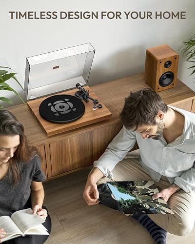 QLEARSOUL SoulBox S1 Vinyl Record Player with Stereo Speakers | Turntable with Built-in Preamp, S-Shaped Tonearm, 33/45 RPM thumbnail 6