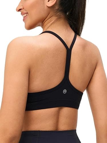 Omwilddo Womens Y Back Padded Sports Bra Strappy U Neck Butter Soft Low Impact Workout Bras Yoga Pilates Walking - Image 1