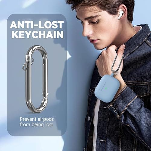 Ljusmicker for AirPods 4 Case 2024 with Cleaner Kit,Soft Silicone Protective Cover for Apple AirPods 4th Generation Cases for Women Men,for AirPod 4 Case Accessories with Keychain-Magnetic Sky Blue thumbnail 5