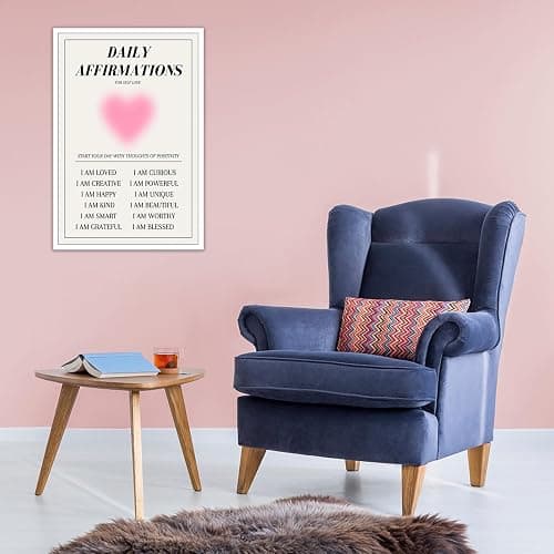 NAVIWEEK Daily Affirmations Aura Modern Canvas Wall Art Colorful Gradient Aura motivational Poster danish Trendy Pastel Minimalist Heart Shape Prints Painting cute Pink wall decor 12x16in Unframed thumbnail 7