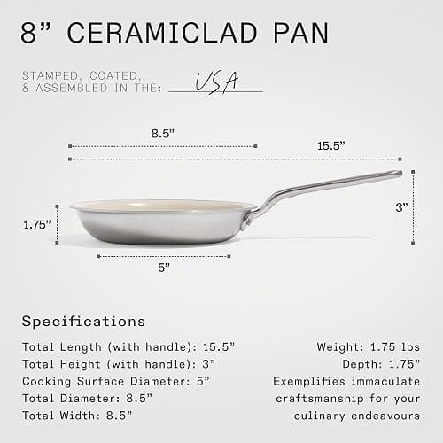 Made In Cookware - 3-Piece (Includes 8",10",12") Ceramic Non Stick Frying Pan Set (Stainless Handle) - 5-Ply Stainless Clad with Stay-Cool Handle - Professional Cookware thumbnail 2