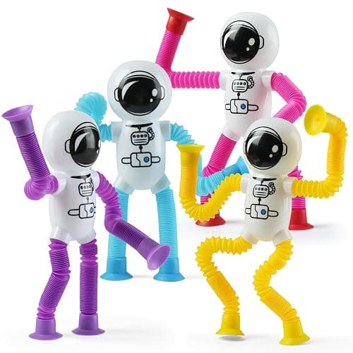 Astronaut Sensory Toys,Chirstmas Gifts for Grandkids Toddlers,4Pcs Suction Autism Toy Pop Tube Fidget Toys,Autistic Busy Travel Toys Chirstmas Stocking Stuffers thumbnail 8