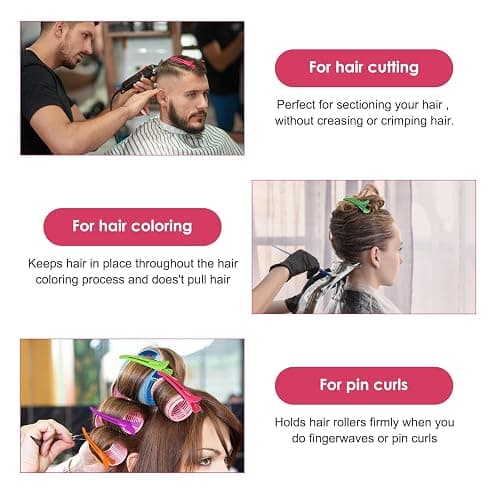 AIMIKE Neon Hair Clips, 12 Pcs Professional Sectioning and Cutting Clips for Hairdressers - 4.3" Long Duck Billed Rollers for Styling thumbnail 4