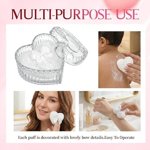 Body Powder Puff and Container Powder Container with Puff Crystal Case Soft Washable Reusable Velour Face Body Wet Dry Makeup thumbnail 5
