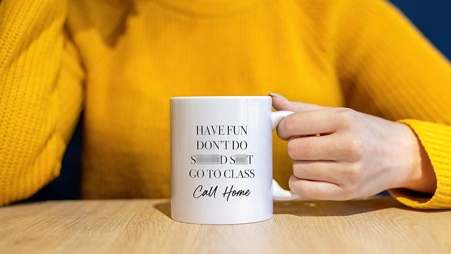 DOTAIN Funny Call Home Your Mom Have Fun Don't Do S SGo to Class 11oz Coffee Mug Ceramic Cup for College Dorm,Double-Sided Printed,Funny Freshman Dorm Gifts for College Students Her Boys Girls thumbnail 3