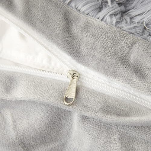 FOPPA Plush Comforter Cover Set Queen - Ultra Soft Fuzzy Gray Bedding 3 Pieces (Faux Fur Duvet Cover + 2 Shaggy Pillow Cases) Fluffy Bed Set thumbnail 9