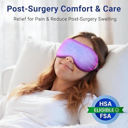 Cooling Eye Mask for Puffy Eyes: Fsa Eligible ltems Hsa, Migraines Headache Fast Relief After Surgery Care Cold Compress, Reusable Face Ice Pack Gel for Dark Circles, Gentle Weighted Sleep Mask Purple thumbnail 9