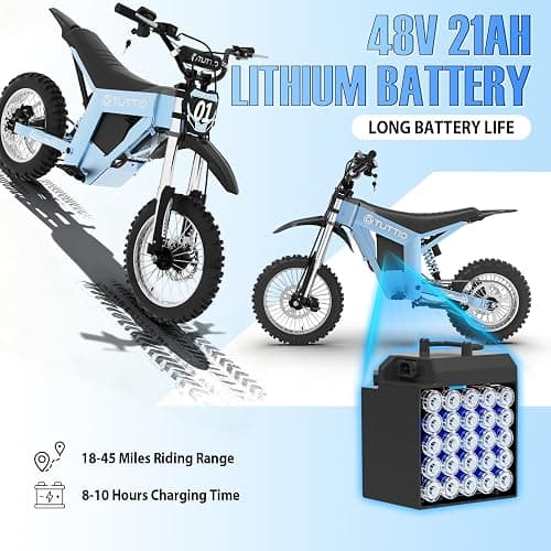 Tuttio Soleil01 GB Electric Dirt Bike, 2026 Upgrade E-Dirt Bike 37MPH Fast Electric Bike with 48V 21Ah Battery, 3 Speeds, 3000W Peak Off-Road Ebike for Adults Teens Boys Girls thumbnail 3