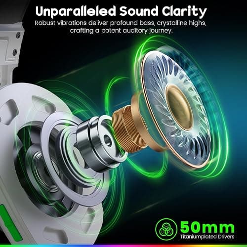 WESEARY Wireless Gaming Headset for PC, PS5, PS4, Switch, Mac, 2.4GHz Wireless Gaming Headphones with ENC Noise Canceling Microphone, Bluetooth 5.4, Cool Lighting, 50H Battery, 50mm Drivers thumbnail 6