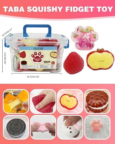 20 Pack Taba Squishy Toys for Stress Relief Kids Party Favors | Individually Wrapped Fidget Toys, Classroom Prize Rewards, Squishy Set, Goodie Bag Fillers, Sensory Bin Toys, Student Prizes thumbnail 3