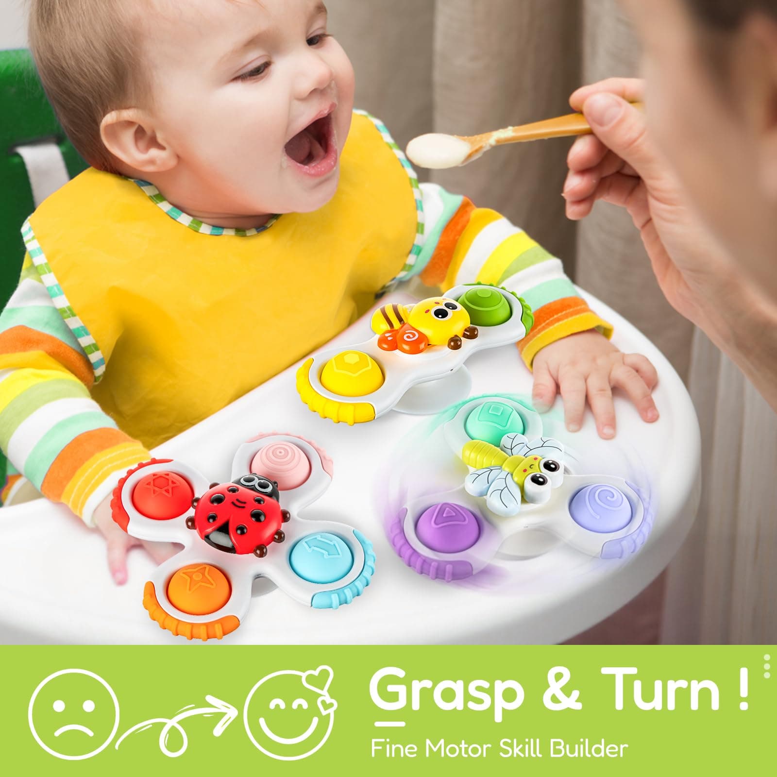 ALASOU Pop Suction Cup Spinner Toys for 1 Year Old Boy Girl Gifts thumbnail 4