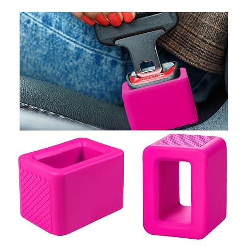 Ohleats 2 PCS Seat Belt Buckle Holder, Silicone Buckle Booster Raises Your Seat Belt for Easy Access, Buckle Cover Makes Receptacle Upright Buckling, Car Accessories for Kids (Bright Pink) - Image 1