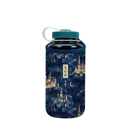 Sok It BotlSok Water Bottle Sleeve Insulated Neoprene Cover (Castle in the Sky, Fits 32oz Nalgene) - Image 1