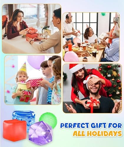 4Pcs Large Ice Cube Squishy and Diamond Stress Balls Toys Set for Kids Adults, Square Slow Rise Sugar Sensory Fidget Toy for Autism ADHD Boys Girls Classroom Office and Trip Stress Relief Squeeze Cube thumbnail 6