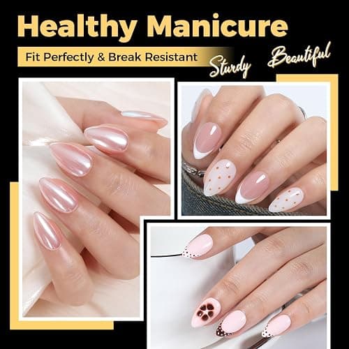 UNA GELLA Short Almond Gel Nail Tips, 600 Pcs Pre-Filed Short Nail Tips Almond Shape Half Matte Press On Nails 12 Sizes Full Cover Clear Fake Nails for Extension Home DIY Salon with Box thumbnail 2