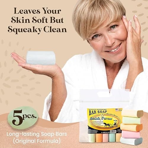 Amish Farms Soap Bar with All Natural Bentonite Clay | Made in USA, Vegan Moisturizing for Sensitive Skin | Women & Mens Face & Body Bath Soap for Shower | Clean Scent | 5 Ounce Each (5 Bars) thumbnail 2