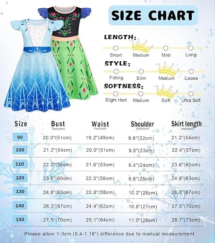 4-5T Girls Nightgowns Princess Sleepwear 2-Pack Nightdress Flutter Sleeves Pajamas Nighties Dress for Toddler Kids 1-10Y thumbnail 5