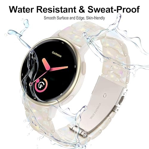 Compatible with Garmin Vivoactive 5 Watch Band Resin, 20mm Strap Compatible for Garmin Vivoactive 6/3/Forerunner 245/165/55/570 42mm/645 Wristband Bracelet Replacement with Stainless Steel Buckle thumbnail 2