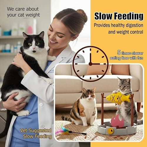PetPals Cat Slow Feeder, Treat Dispenser - Interactive Cat Puzzle Toy for Small Pets & Kittens, Mental Stimulation Pet Food Feeding Toy, Dry Food Dispensing Cat Toy thumbnail 3