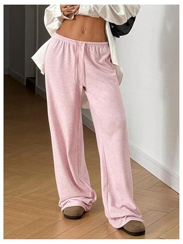 RoseSeek Women's Drawstring Waist Straight Streetwear Long Wide Leg Pants Casual Loose Baggy Workout Long Fall Sweatpants thumbnail 3