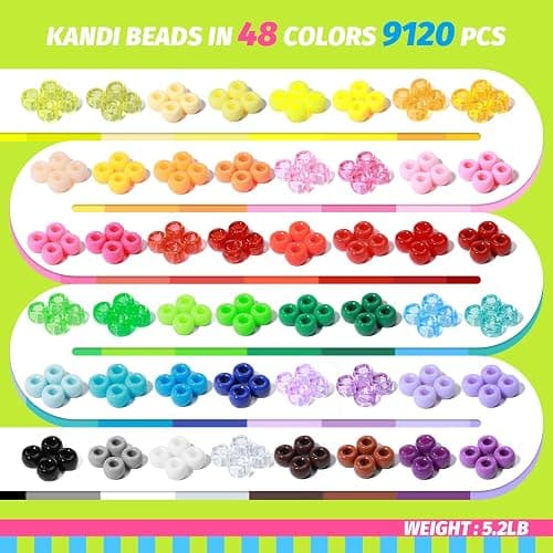 Simetufy 12000Pcs Pony Beads Kit, 48 Colors 6x9mm Kandi Beads Bulk for Friendship Bracelet Making Hair Braiding Kandi Jewelry Key Chains DIY Crafts Valentine's Day Gifts Christmas Gifts (2 Pack) thumbnail 3