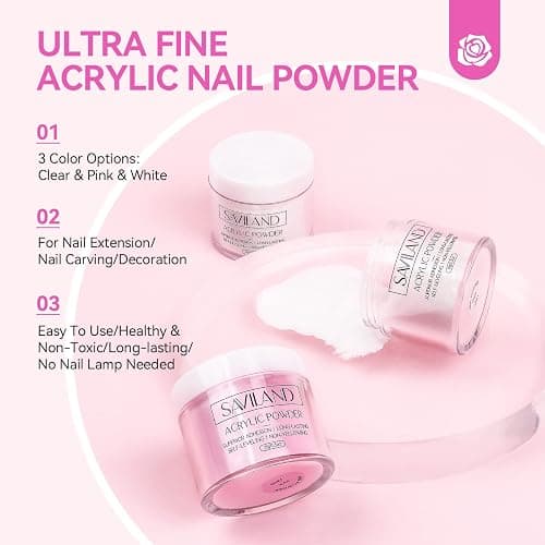 SAVILAND Acrylic Nail Kit for Beginners: Professional Nail Kit with Everything Gel Nail Polish Nail Drill U V Lignht Nail Supplies Salon Home Use Gifts Set thumbnail 3